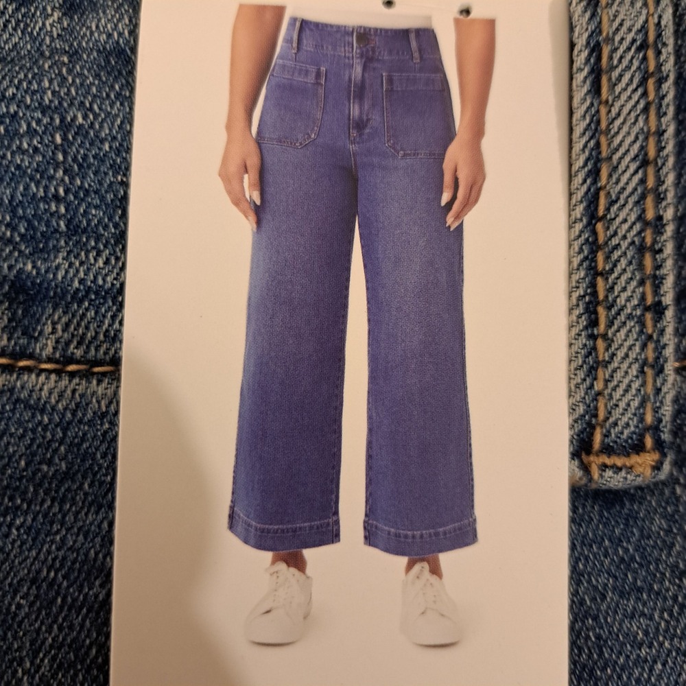 Scotch & Soda Womens Jeans 10 Blue NWT Wide Leg Cropped Patch Pocket 1833-350
